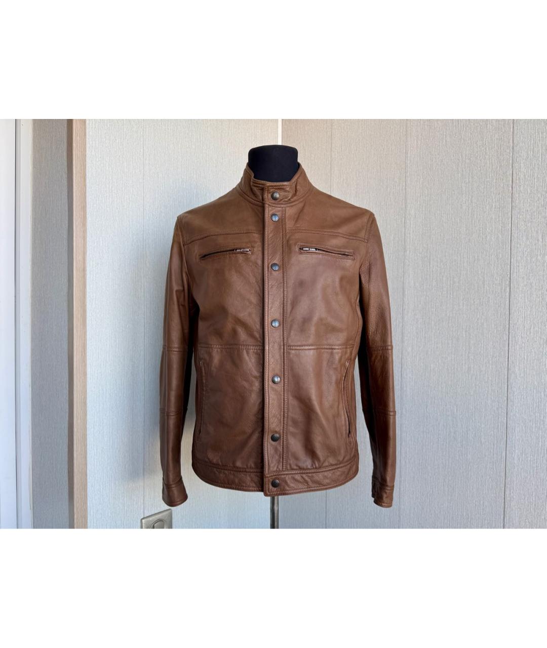 BRUNELLO CUCINELLI Коричневая кожаная куртка, фото 9