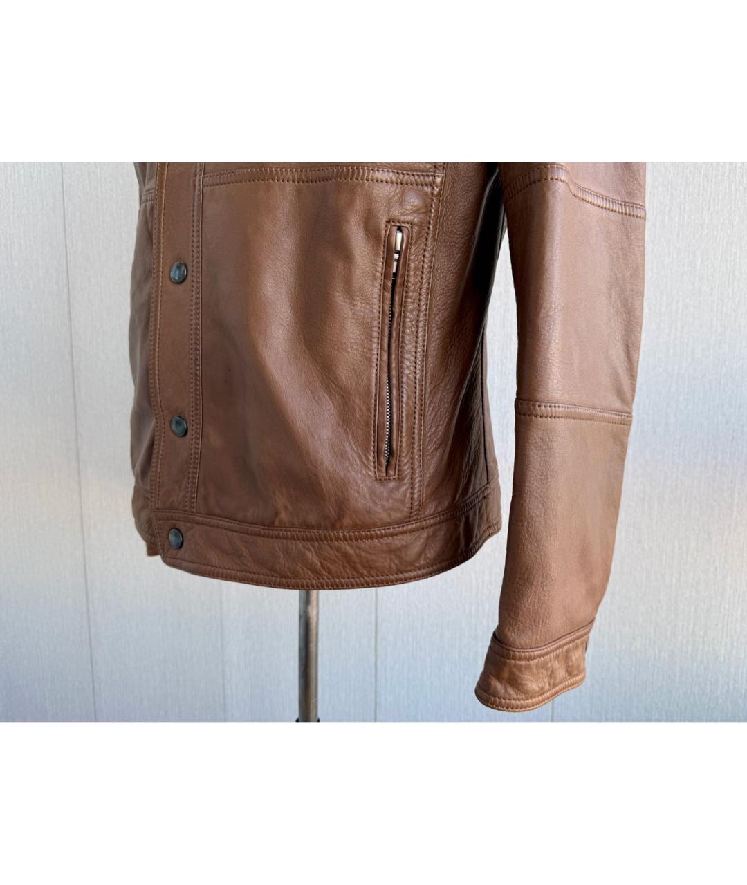 BRUNELLO CUCINELLI Коричневая кожаная куртка, фото 6