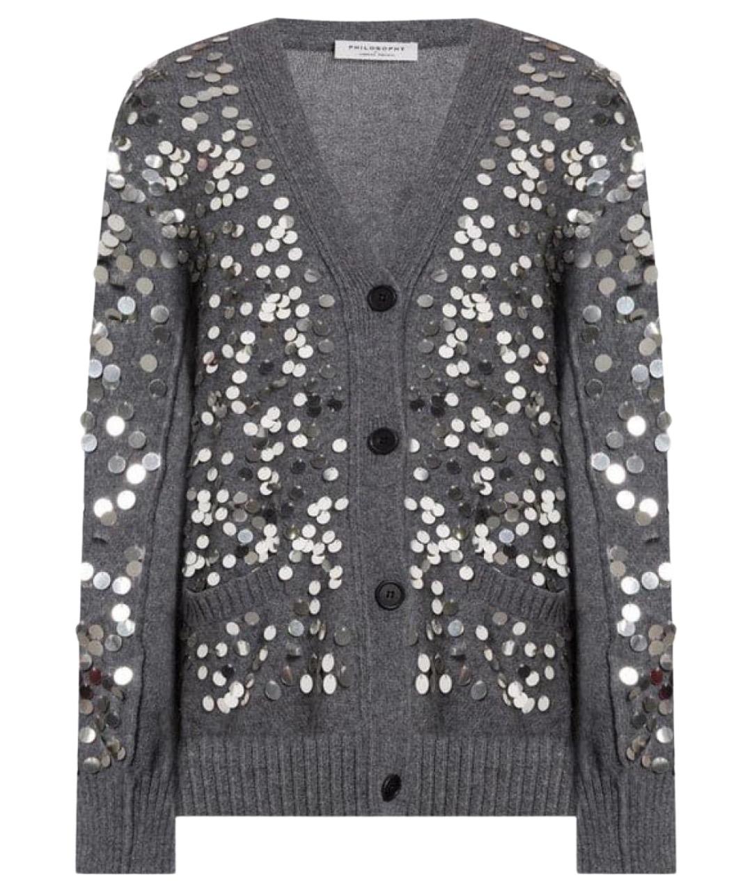 PHILOSOPHY DI LORENZO SERAFINI Серый шерстяной кардиган, фото 1