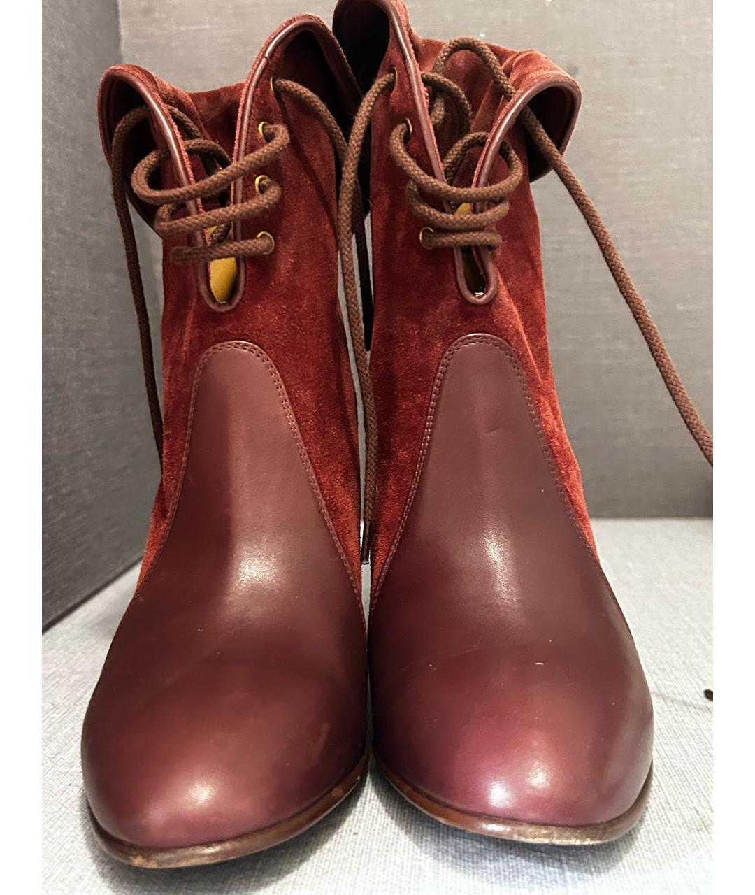 CHLOE Бордовые замшевые ботильоны, фото 2