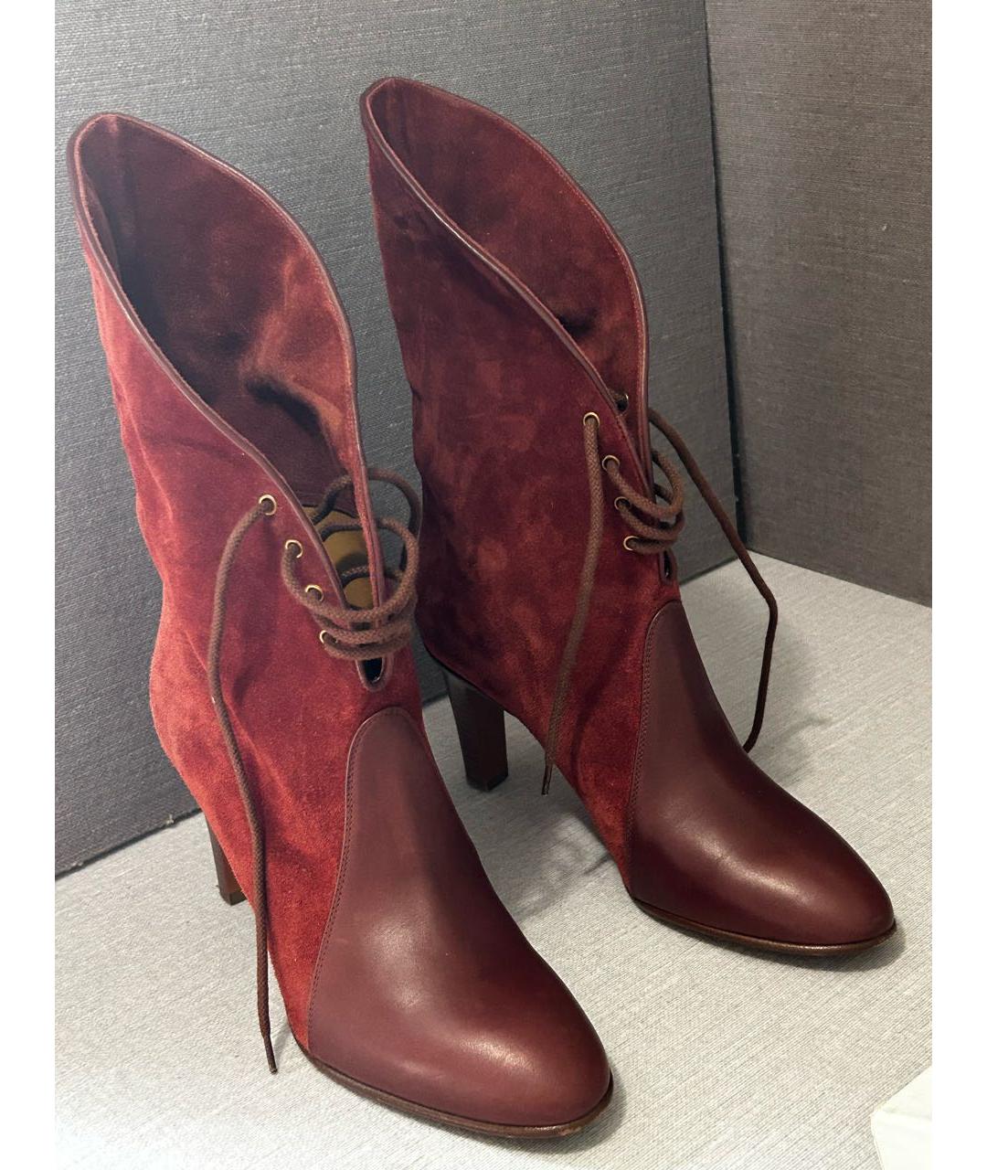 CHLOE Бордовые замшевые ботильоны, фото 5