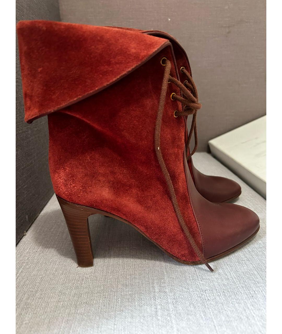 CHLOE Бордовые замшевые ботильоны, фото 7