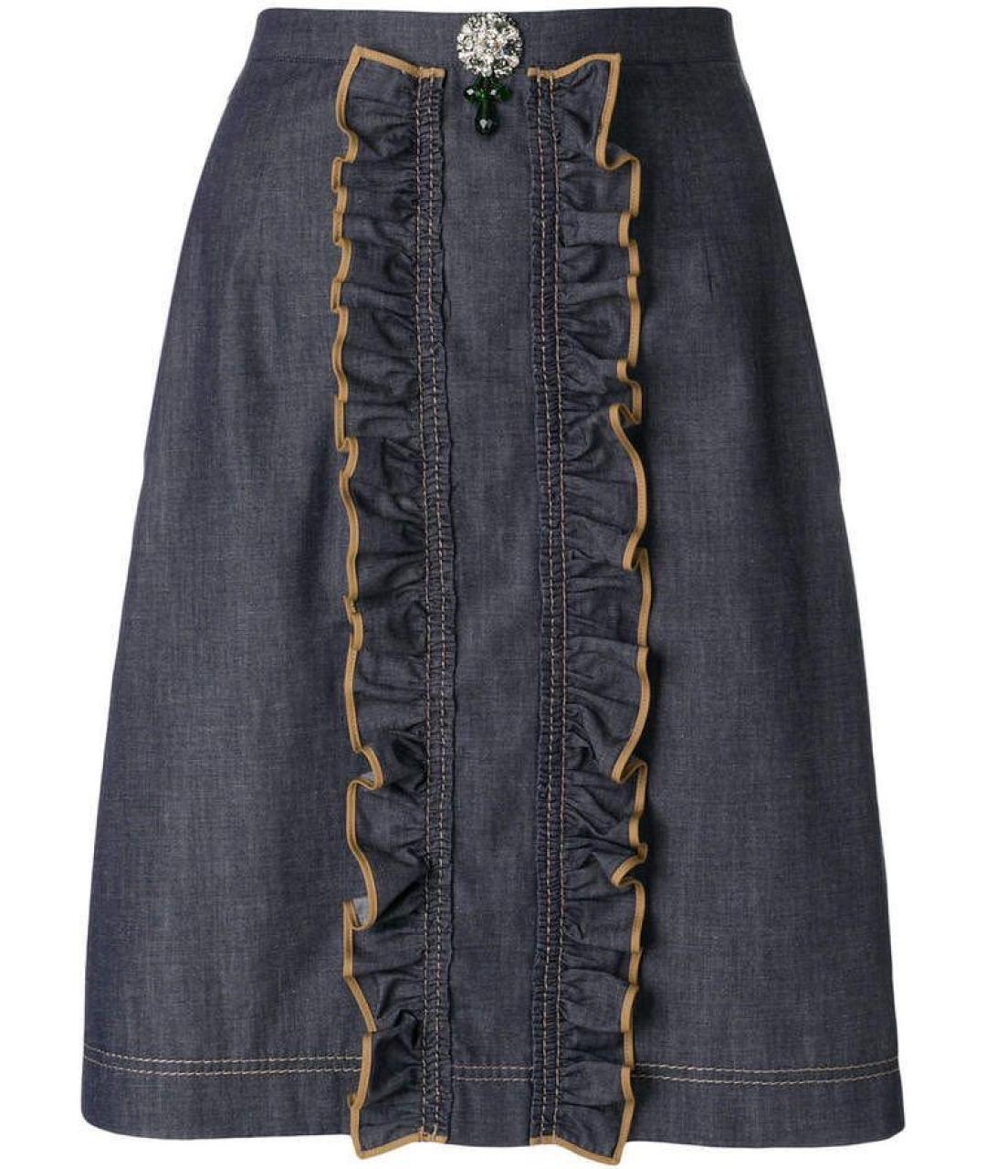NO. 21 Темно-синяя деним юбка мини, фото 3