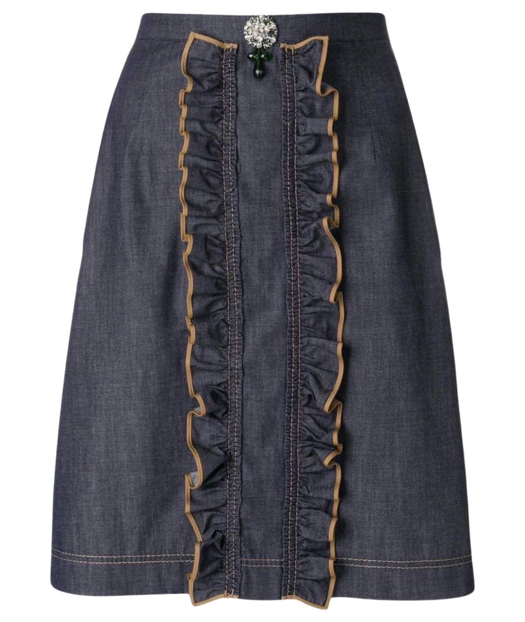 NO. 21 Темно-синяя деним юбка мини, фото 1