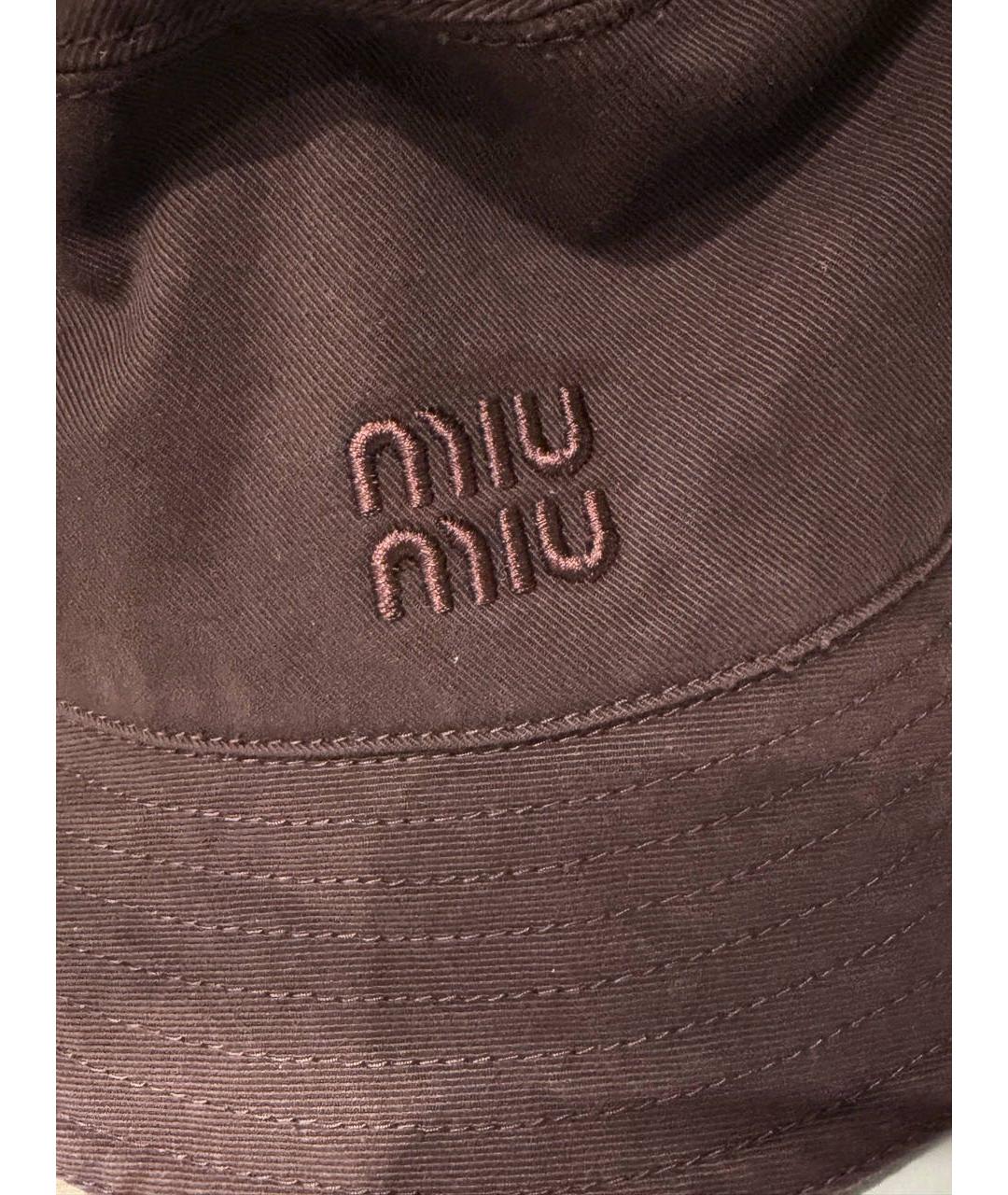 MIU MIU Коричневая хлопковая панама, фото 2