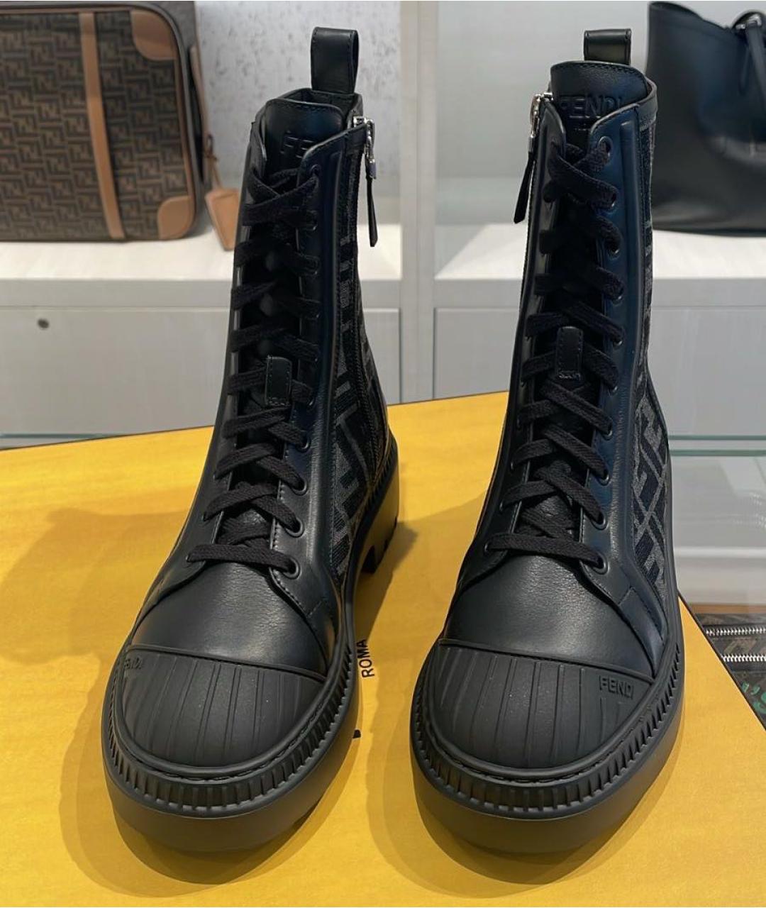 FENDI Черные текстильные ботинки, фото 5