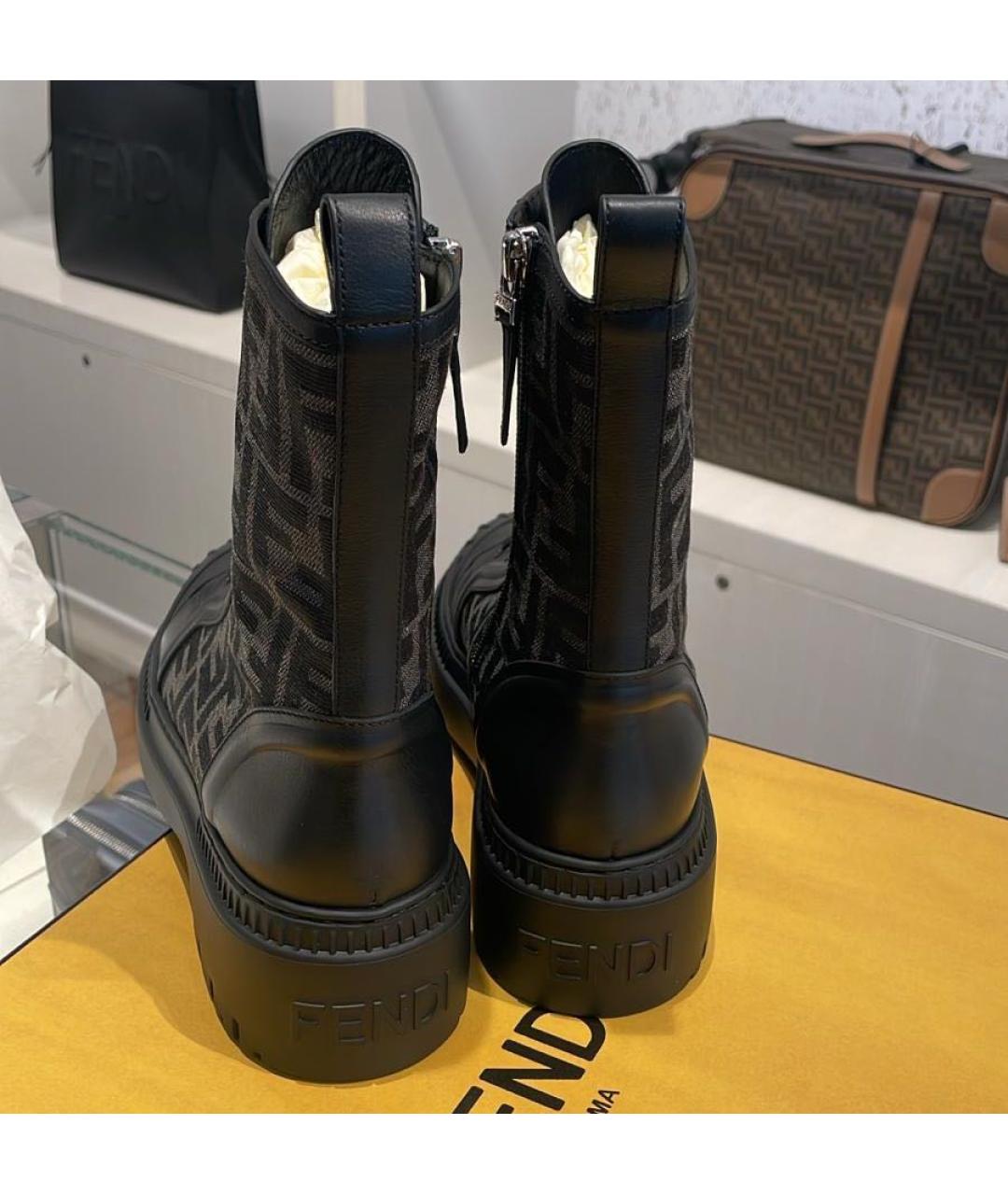 FENDI Черные текстильные ботинки, фото 6