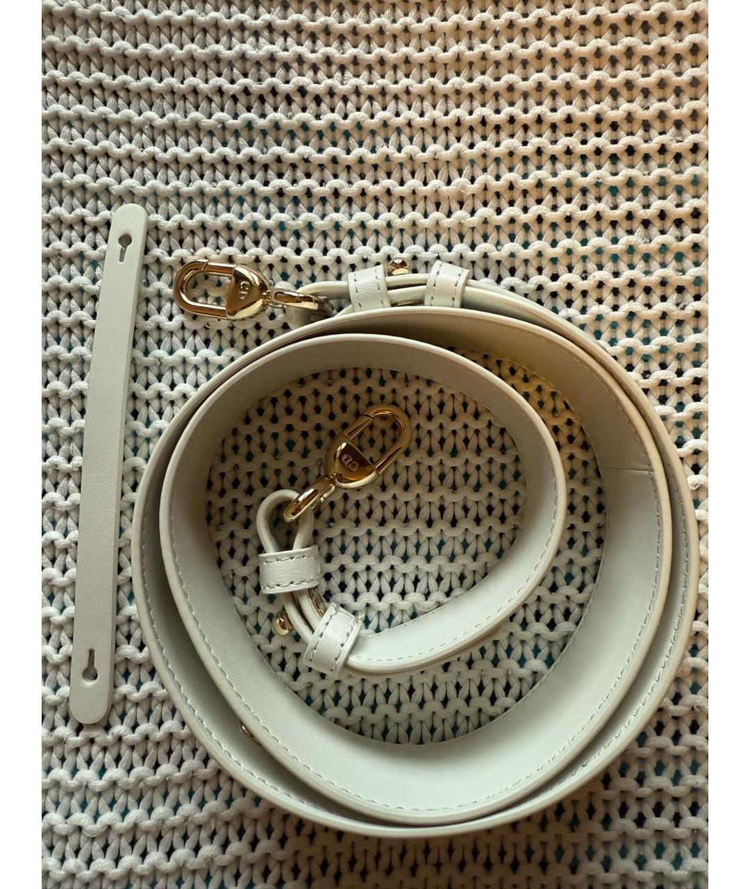 CHRISTIAN DIOR Белая кожаная сумка с короткими ручками, фото 3