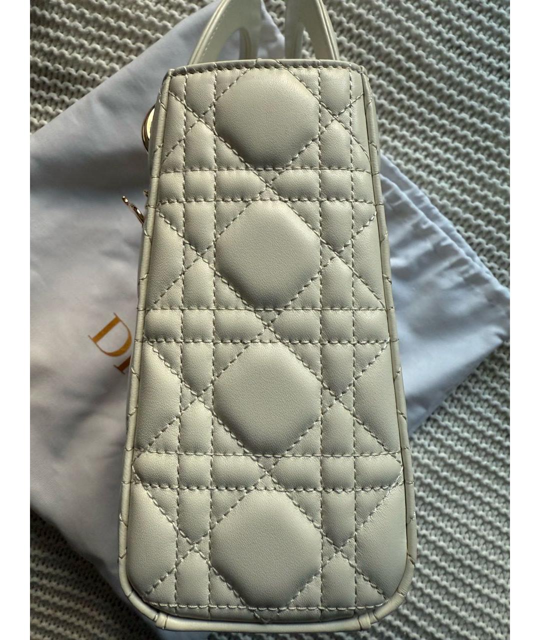 CHRISTIAN DIOR Белая кожаная сумка с короткими ручками, фото 6