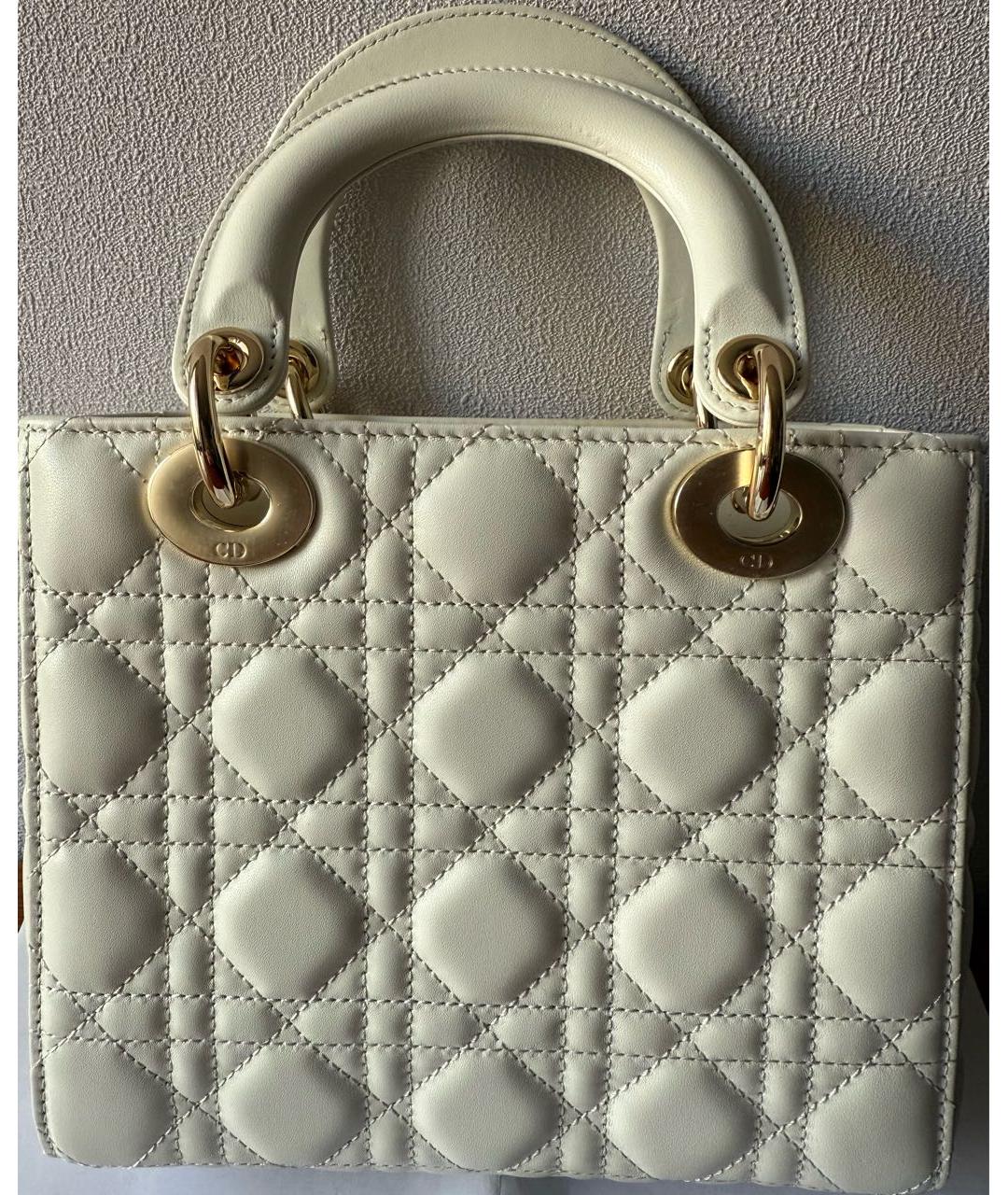 CHRISTIAN DIOR Белая кожаная сумка с короткими ручками, фото 2