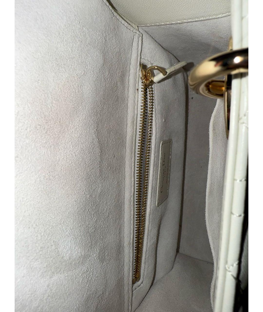 CHRISTIAN DIOR Белая кожаная сумка с короткими ручками, фото 5