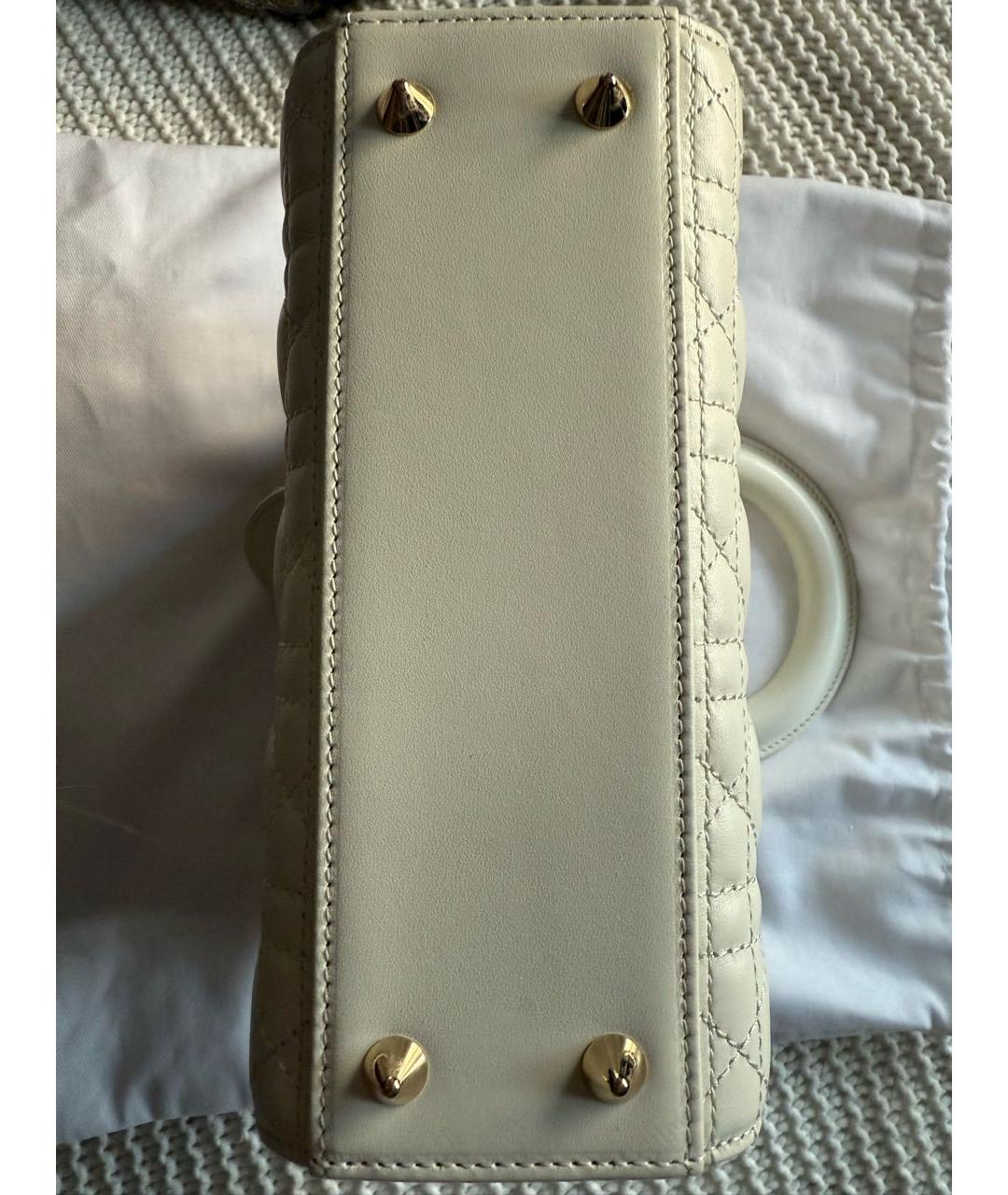 CHRISTIAN DIOR Белая кожаная сумка с короткими ручками, фото 7