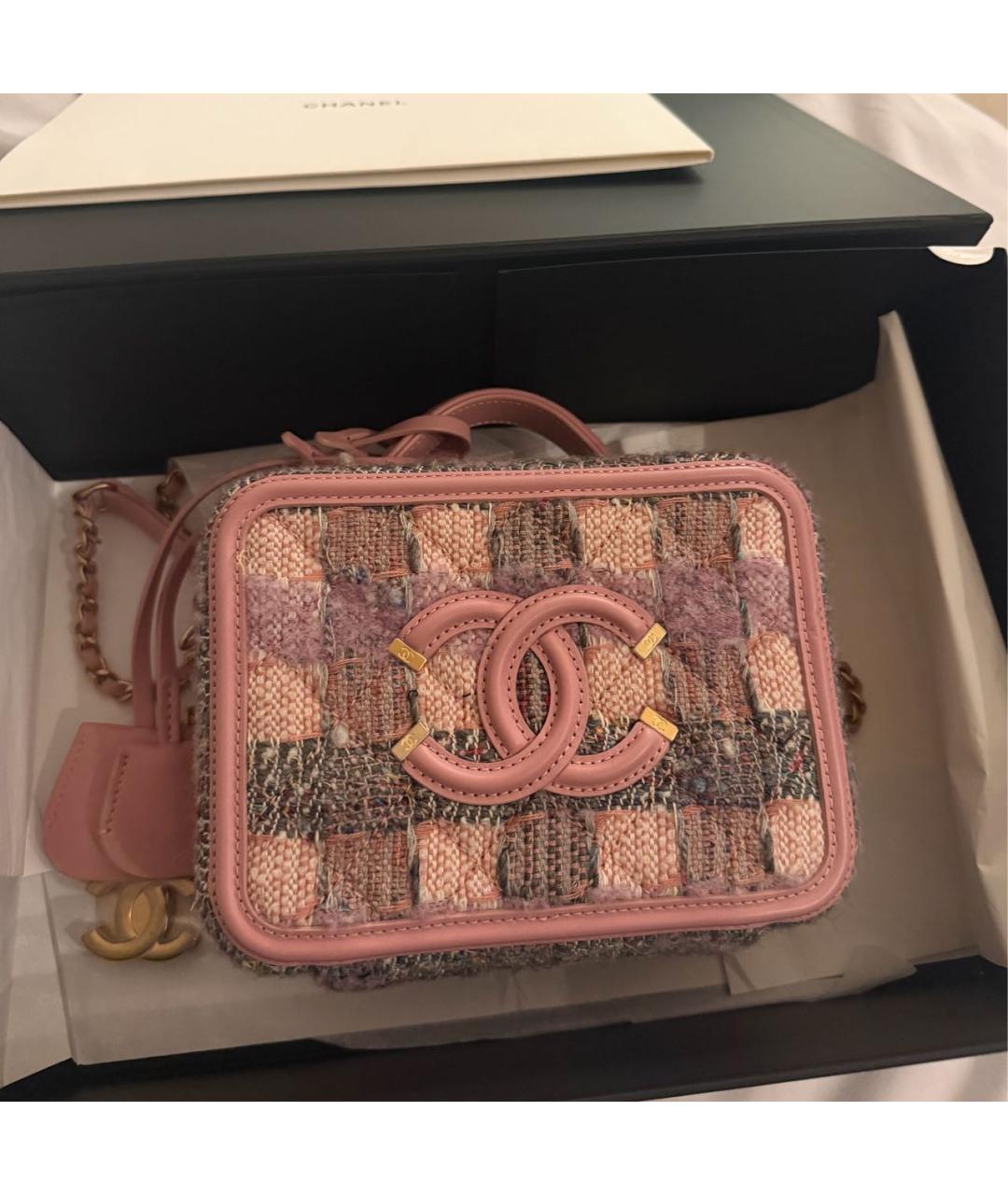 CHANEL Розовая твидовая сумка через плечо, фото 5