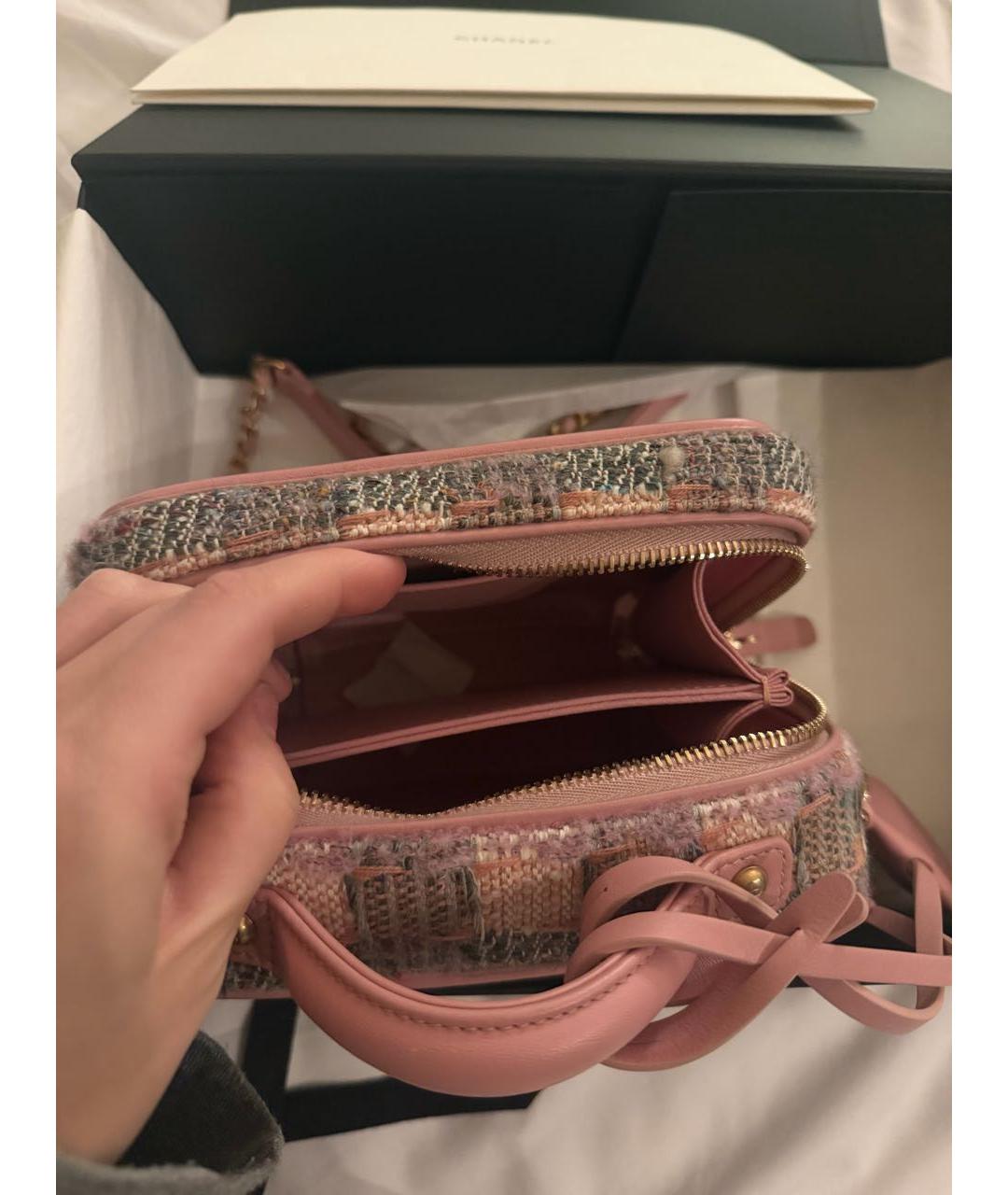 CHANEL Розовая твидовая сумка через плечо, фото 2