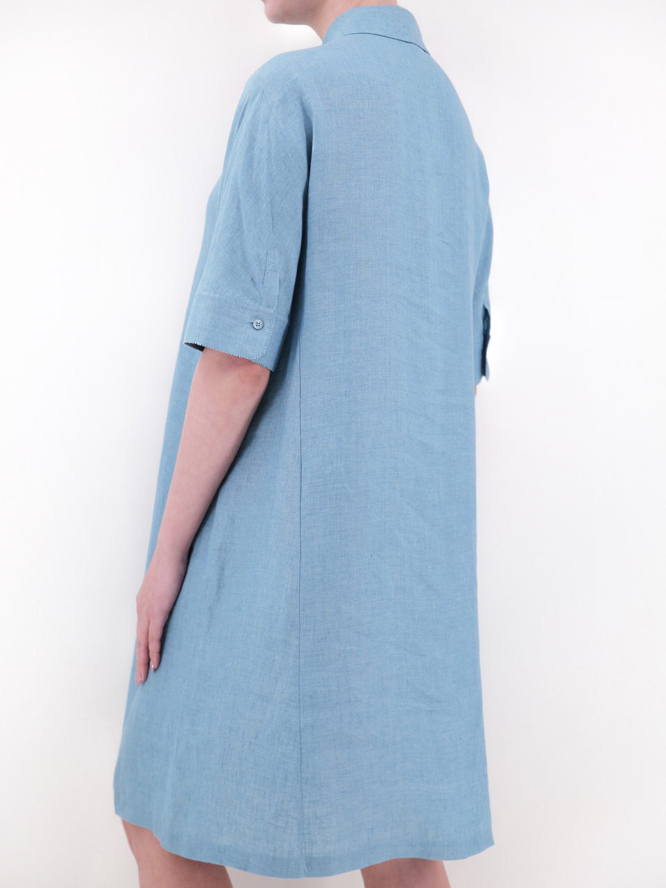 LORO PIANA Голубое льняное платье, фото 3
