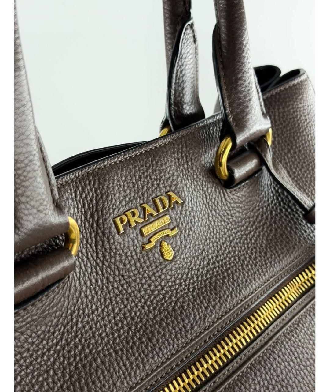 PRADA Коричневая кожаная сумка тоут, фото 2