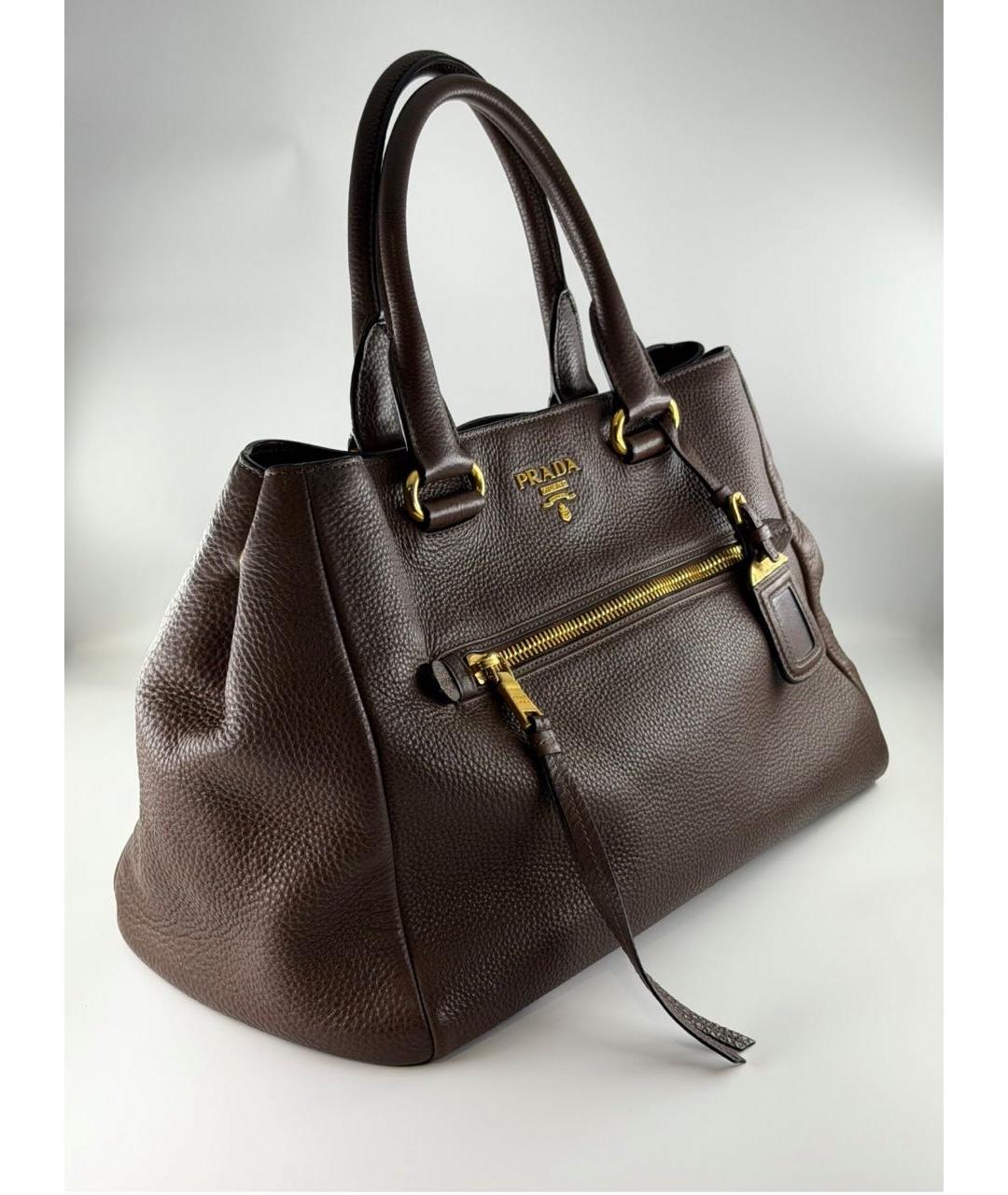 PRADA Коричневая кожаная сумка тоут, фото 3