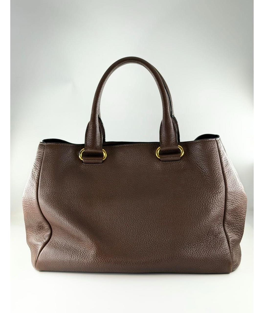 PRADA Коричневая кожаная сумка тоут, фото 4