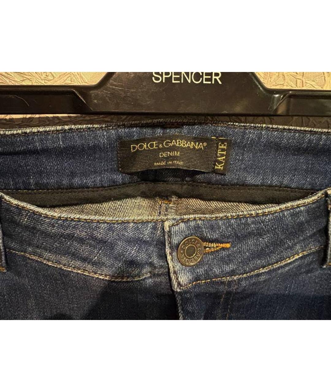 DOLCE&GABBANA Синие хлопковые прямые джинсы, фото 3