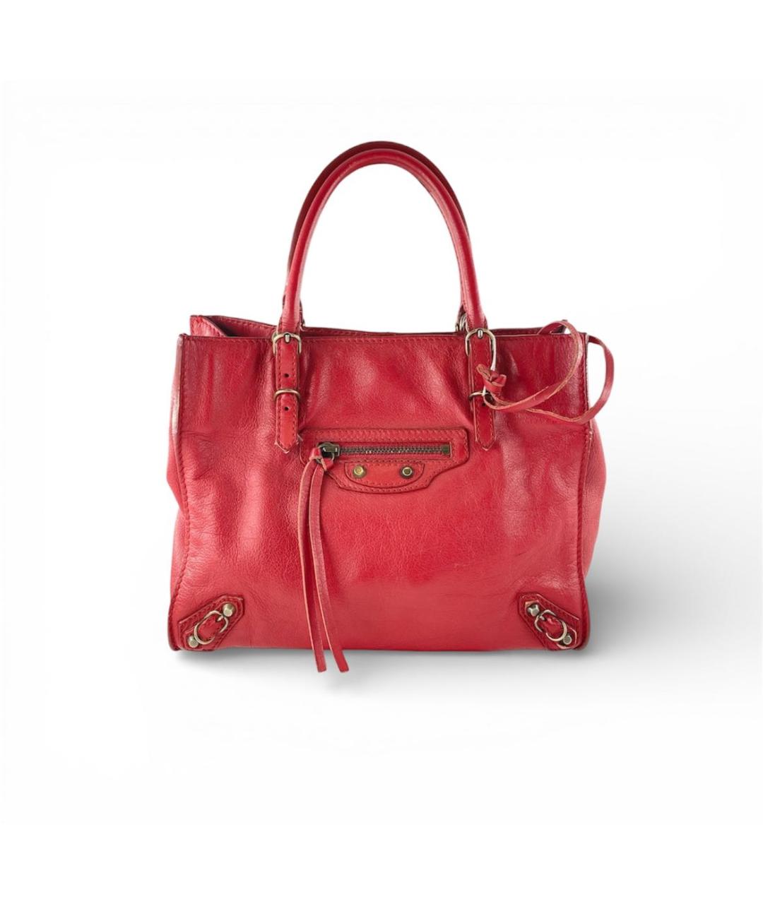 BALENCIAGA Красная кожаная сумка через плечо, фото 9