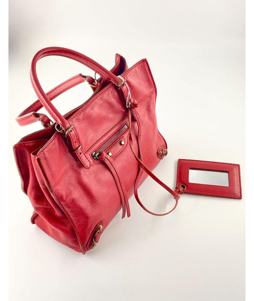 BALENCIAGA Красная кожаная сумка через плечо, фото 6
