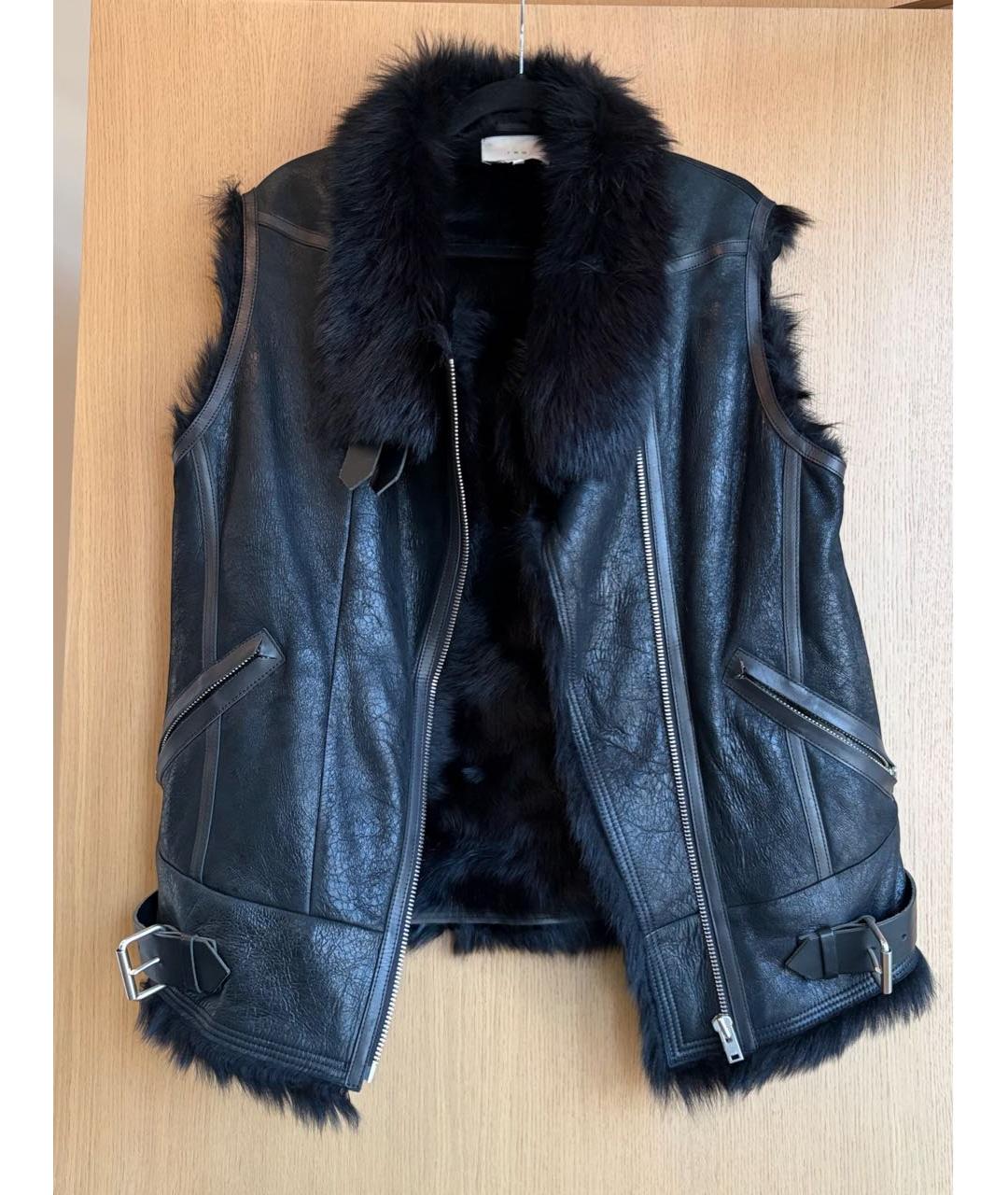 IRO Черный кожаный жилет, фото 2