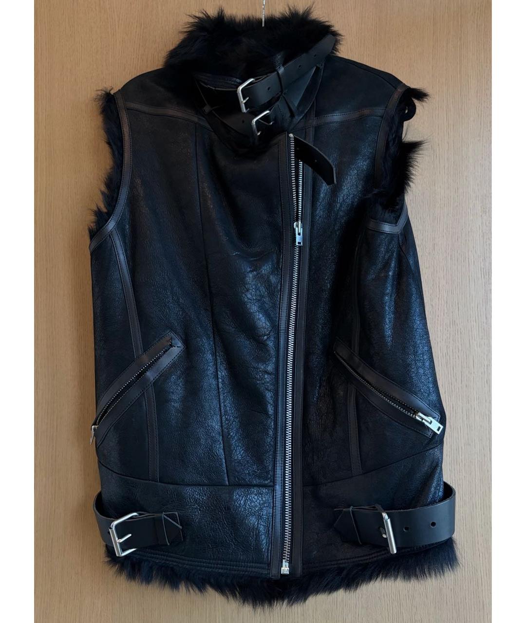 IRO Черный кожаный жилет, фото 9