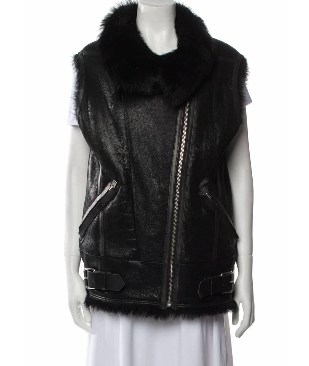 IRO Черный кожаный жилет, фото 8