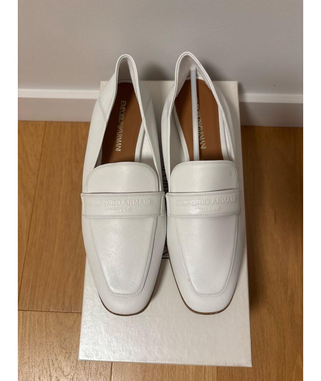 EMPORIO ARMANI Белые кожаные лоферы, фото 3