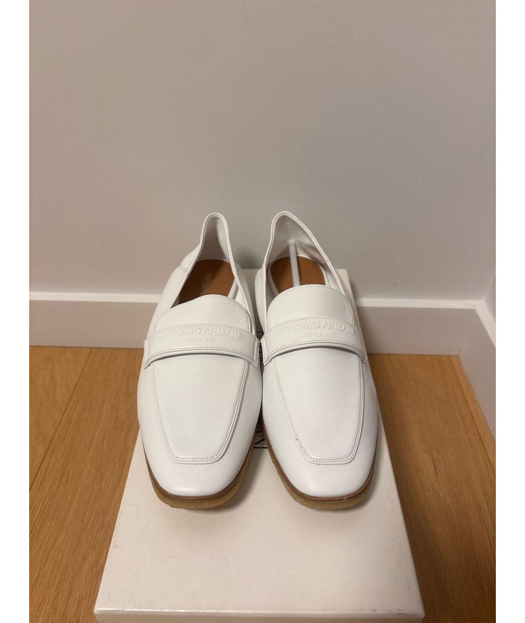 EMPORIO ARMANI Белые кожаные лоферы, фото 2