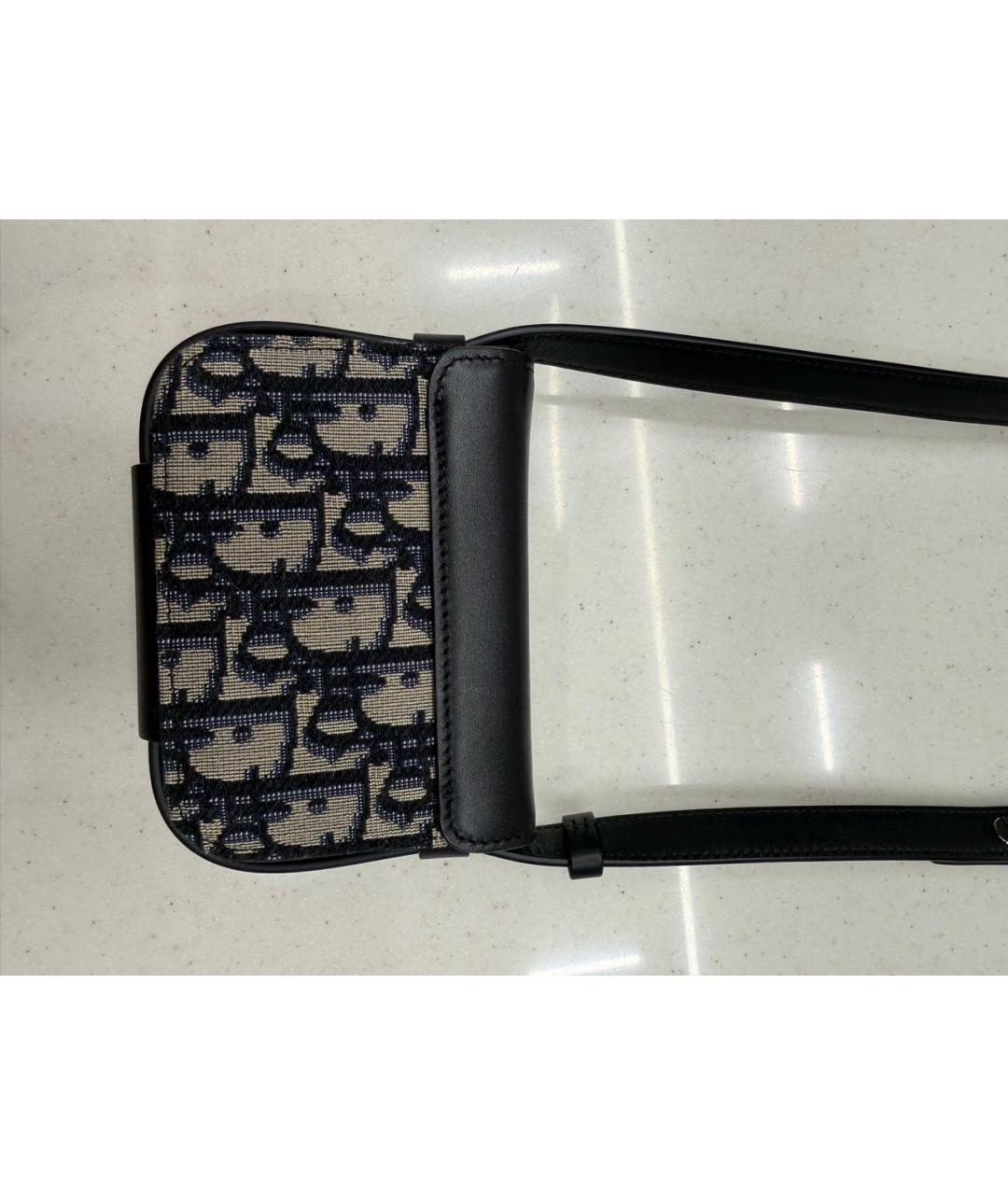 CHRISTIAN DIOR Темно-синяя жаккардовая сумка через плечо, фото 4