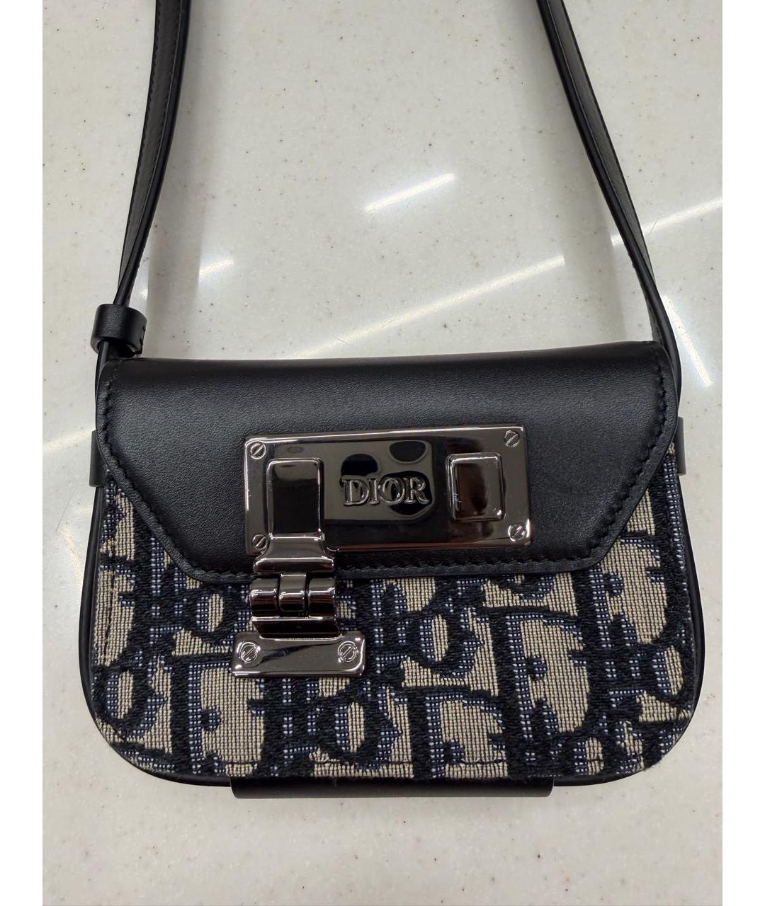 CHRISTIAN DIOR Темно-синяя жаккардовая сумка через плечо, фото 3