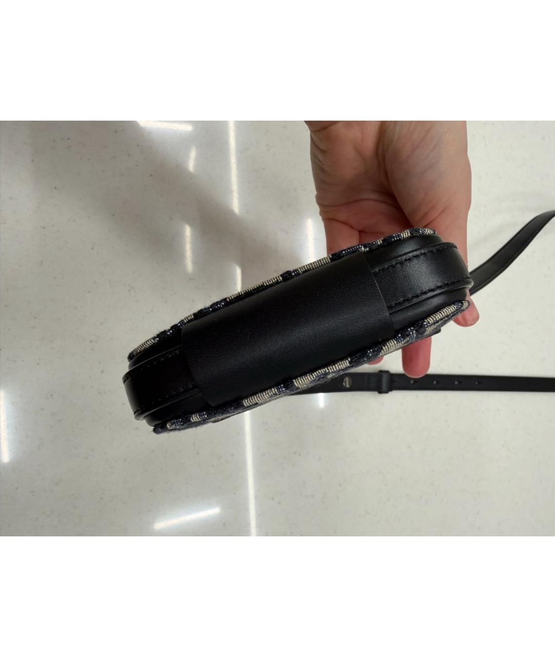 CHRISTIAN DIOR Темно-синяя жаккардовая сумка через плечо, фото 5