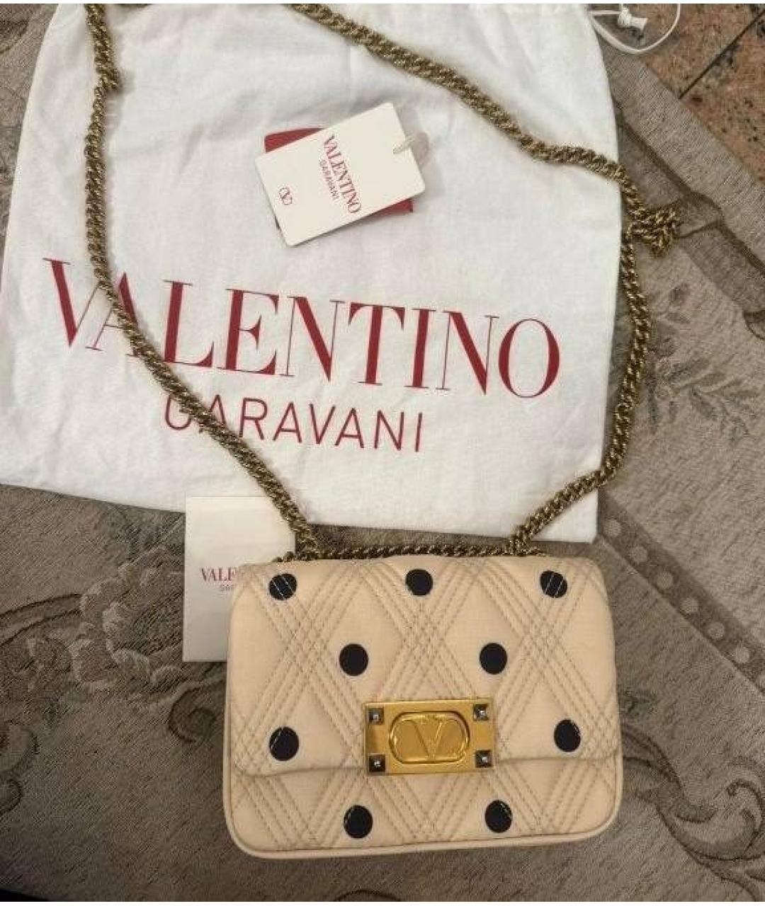 VALENTINO Бежевая шелковая сумка через плечо, фото 4