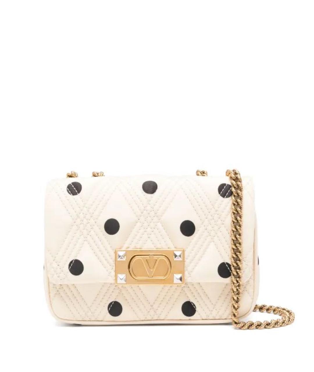 VALENTINO Бежевая шелковая сумка через плечо, фото 1