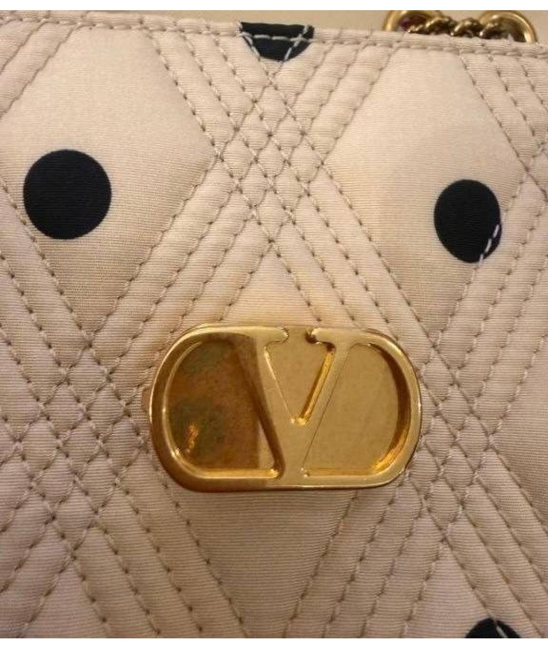 VALENTINO Бежевая шелковая сумка через плечо, фото 6