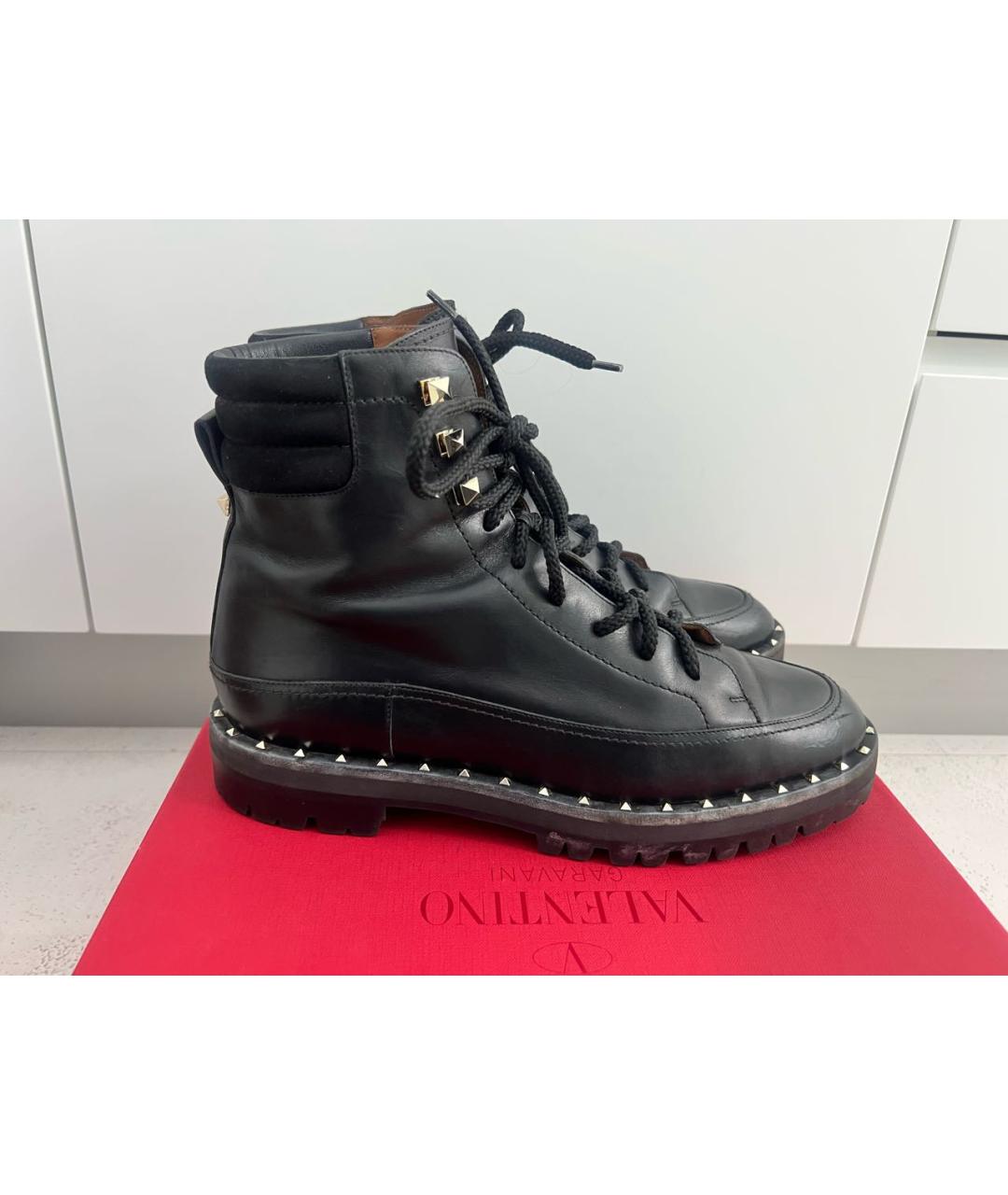 VALENTINO Черные кожаные ботинки, фото 7