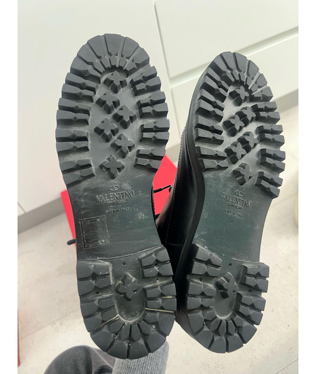 VALENTINO Черные кожаные ботинки, фото 4