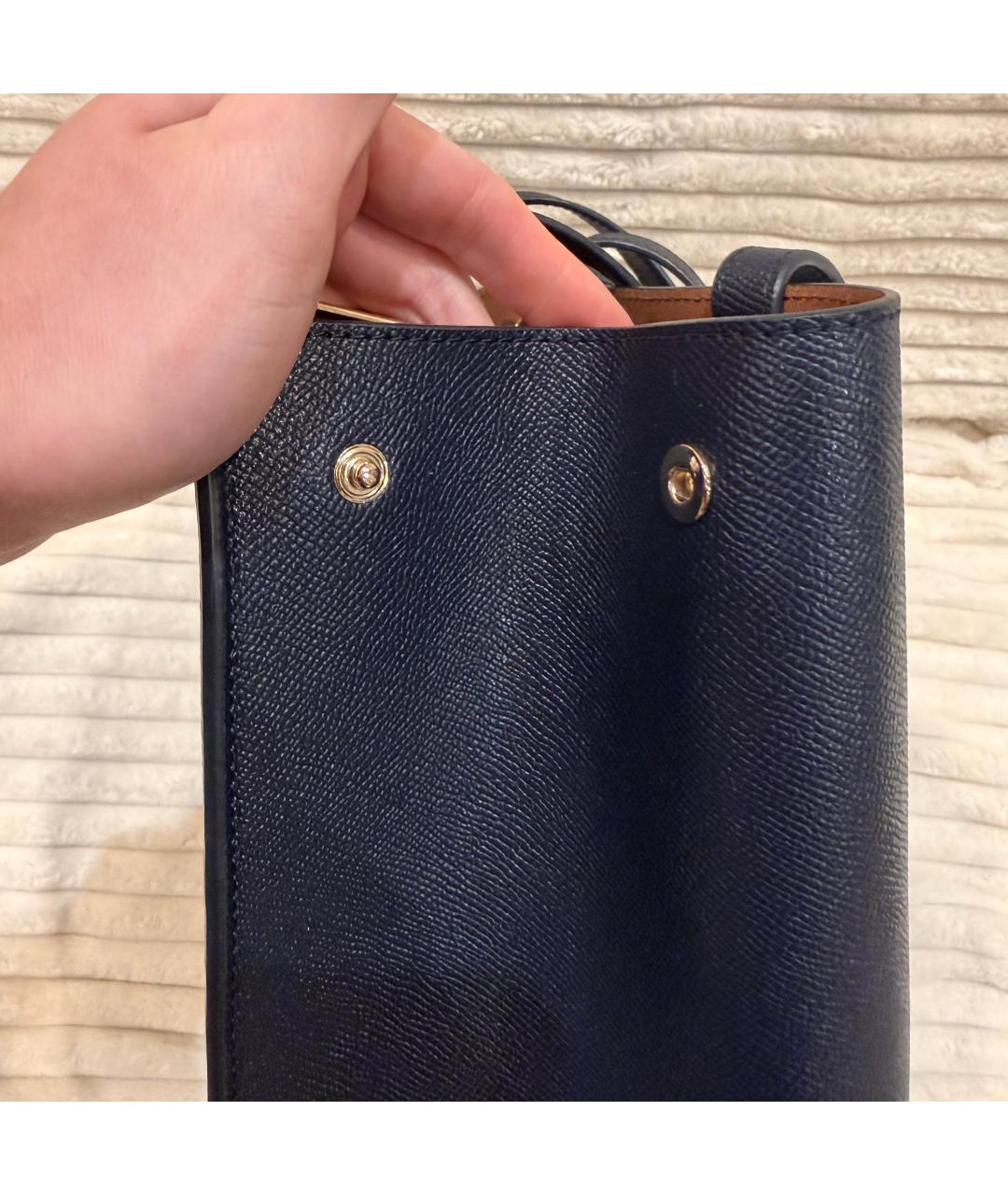 FURLA Темно-синяя кожаная сумка тоут, фото 8