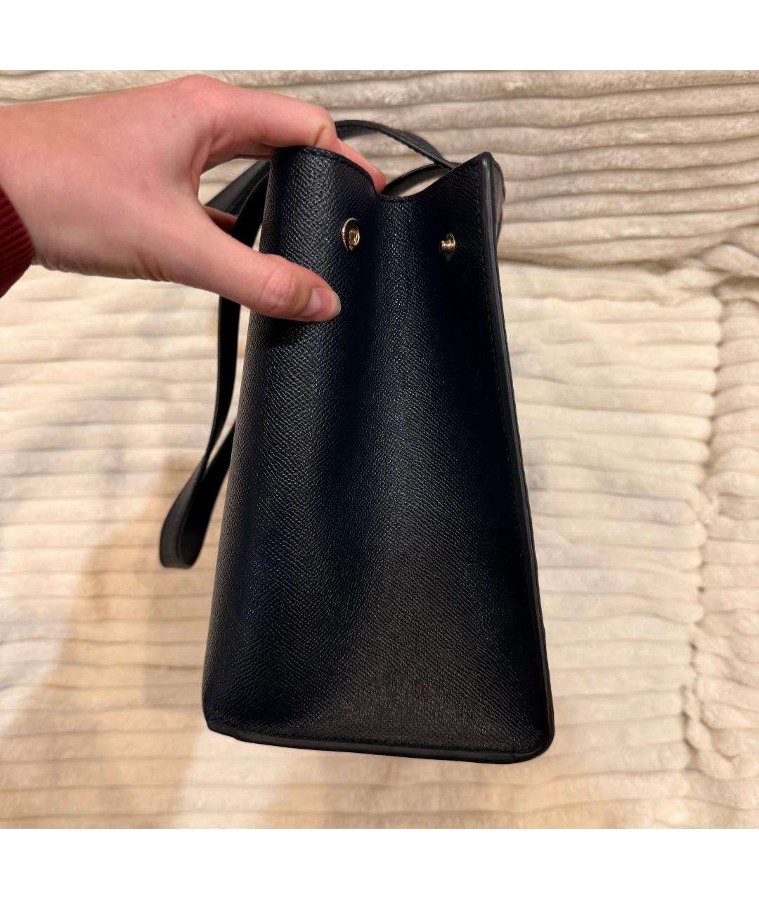 FURLA Темно-синяя кожаная сумка тоут, фото 6