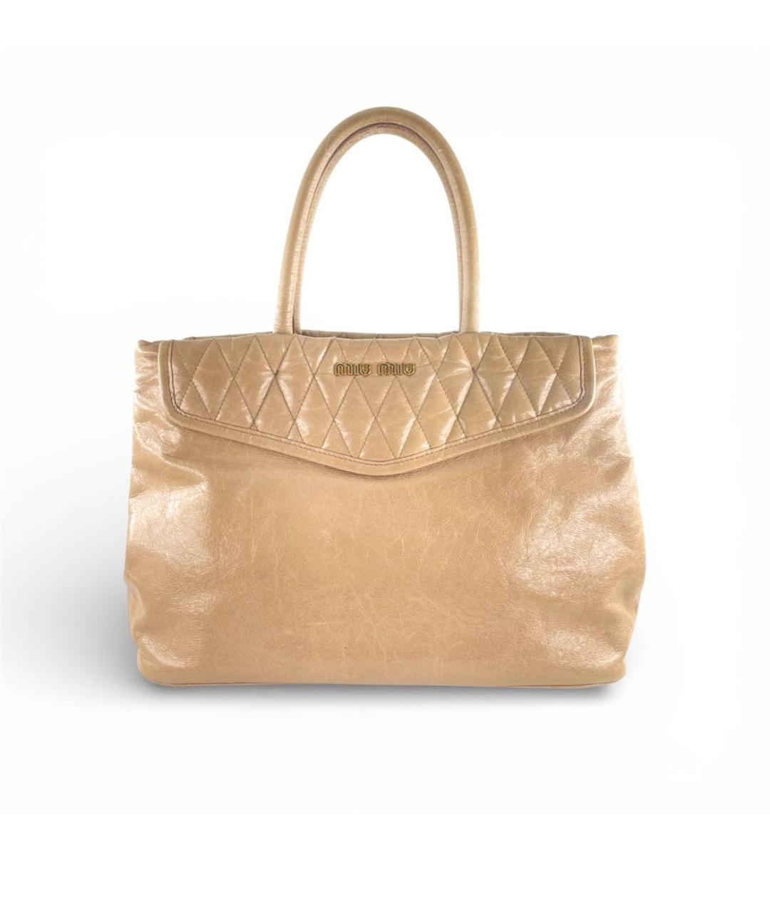 MIU MIU Бежевая кожаная сумка через плечо, фото 9