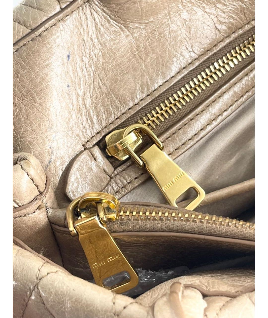 MIU MIU Бежевая кожаная сумка через плечо, фото 8