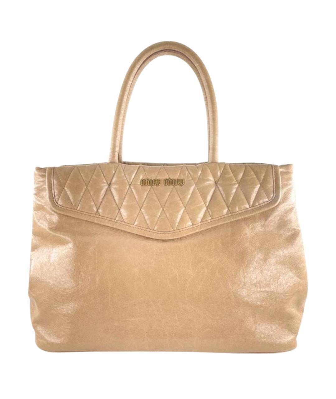MIU MIU Бежевая кожаная сумка через плечо, фото 1