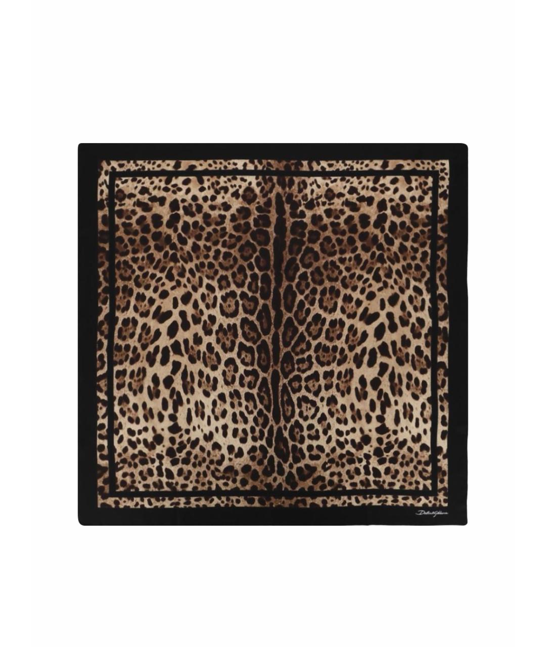 DOLCE&GABBANA Коричневый шелковый платок, фото 1