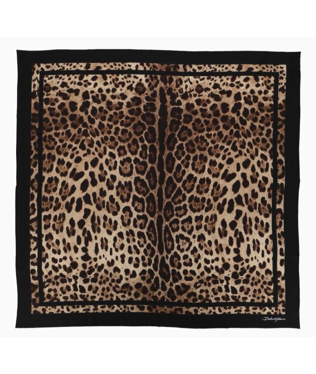 DOLCE&GABBANA Коричневый шелковый платок, фото 5