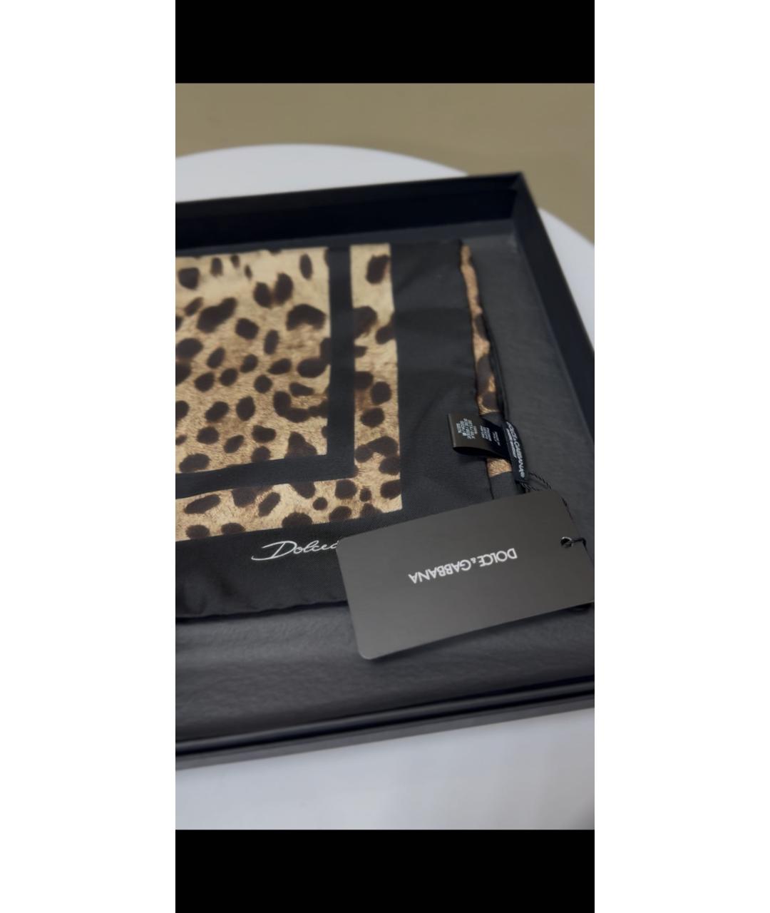 DOLCE&GABBANA Коричневый шелковый платок, фото 4