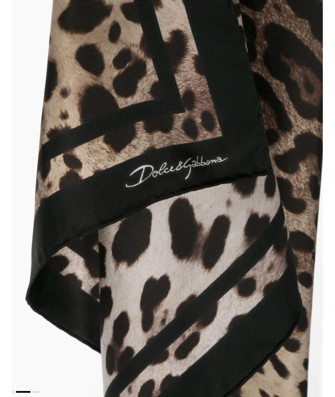 DOLCE&GABBANA Коричневый шелковый платок, фото 3