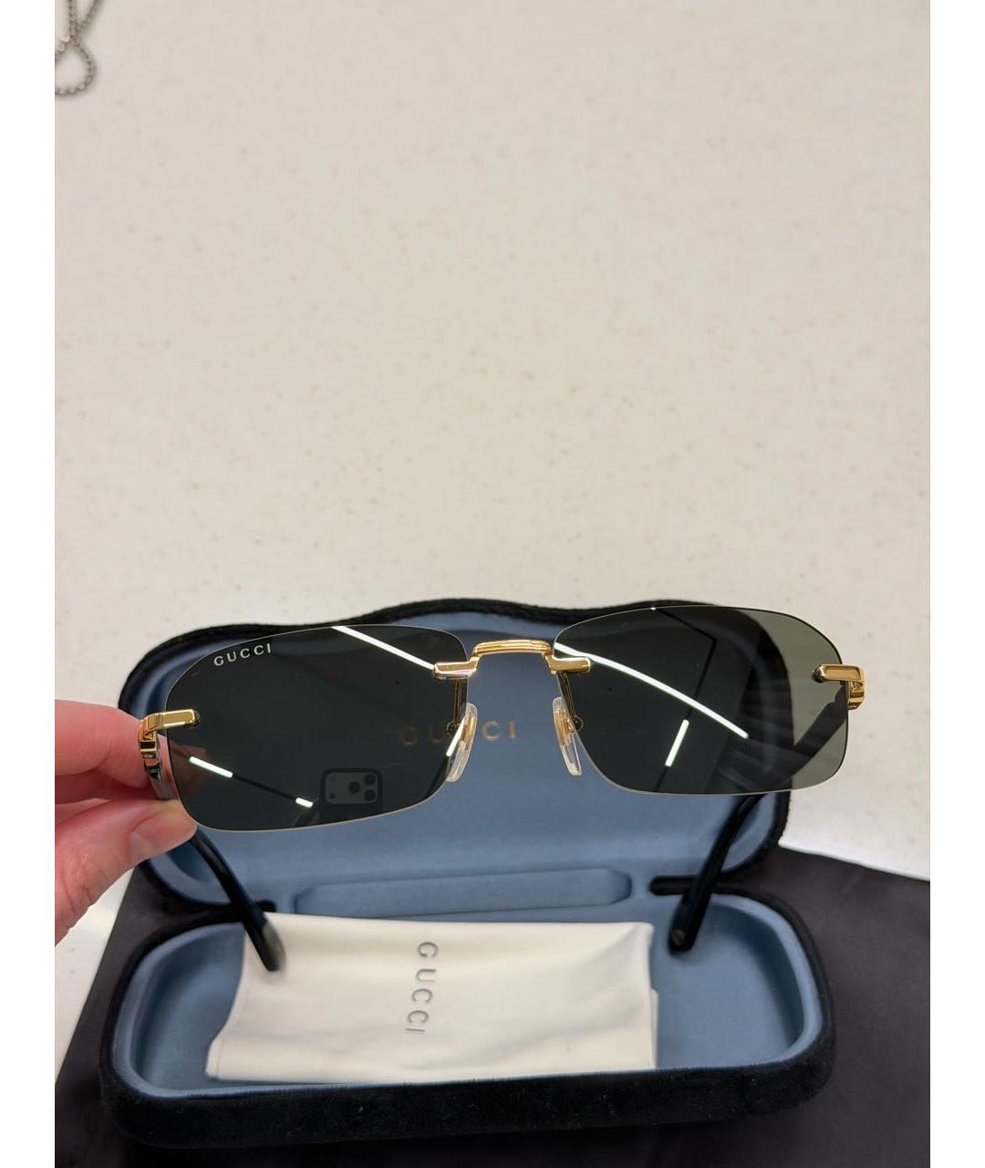 GUCCI Черные металлические солнцезащитные очки, фото 4