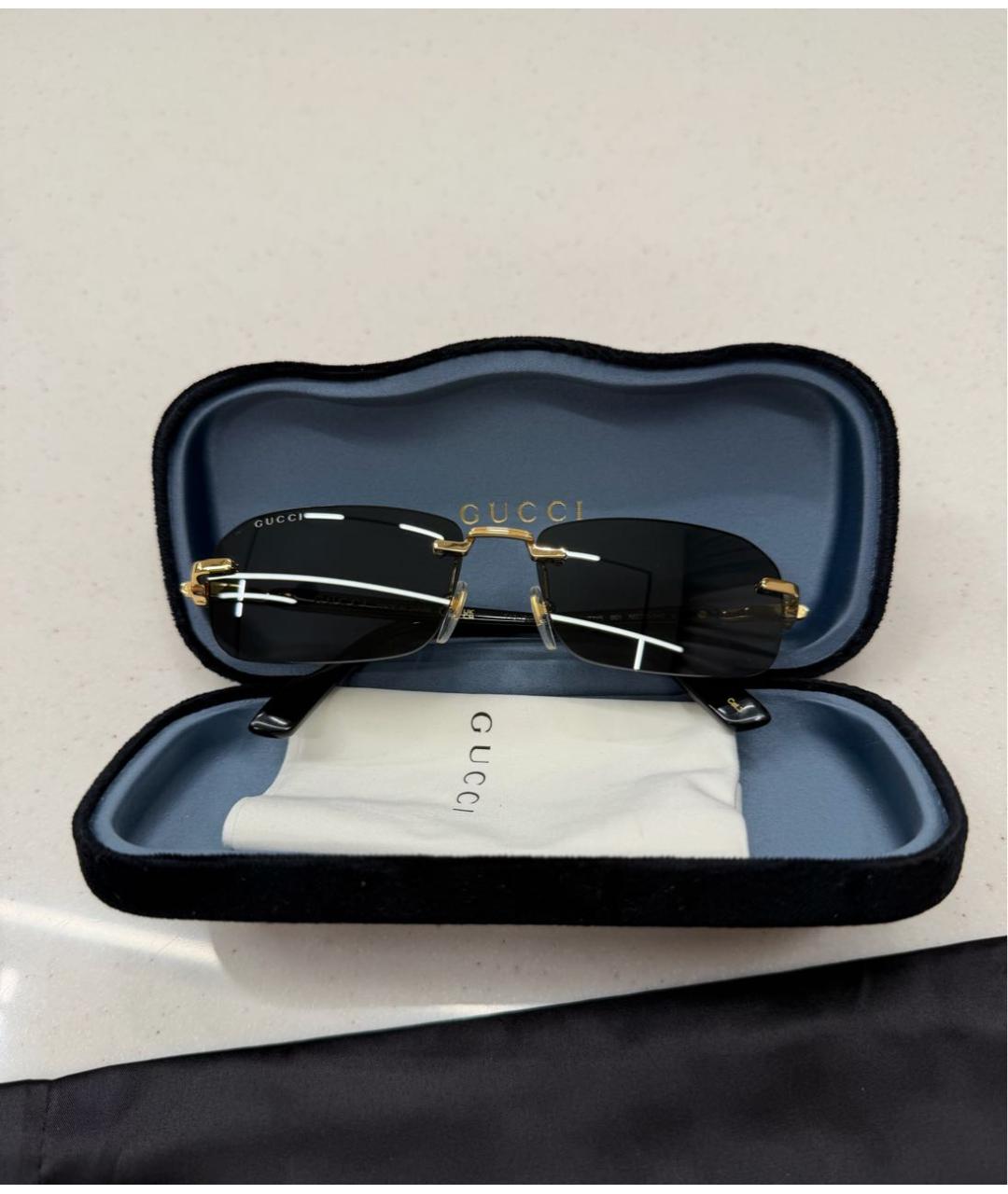 GUCCI Черные металлические солнцезащитные очки, фото 5