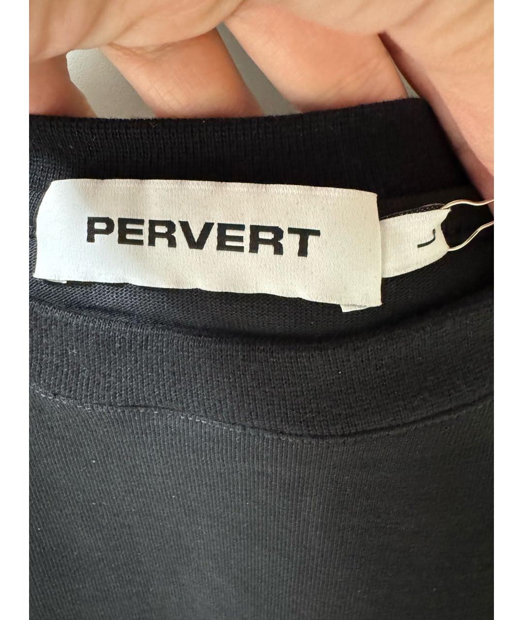 PERVERT Черная хлопковая футболка, фото 3